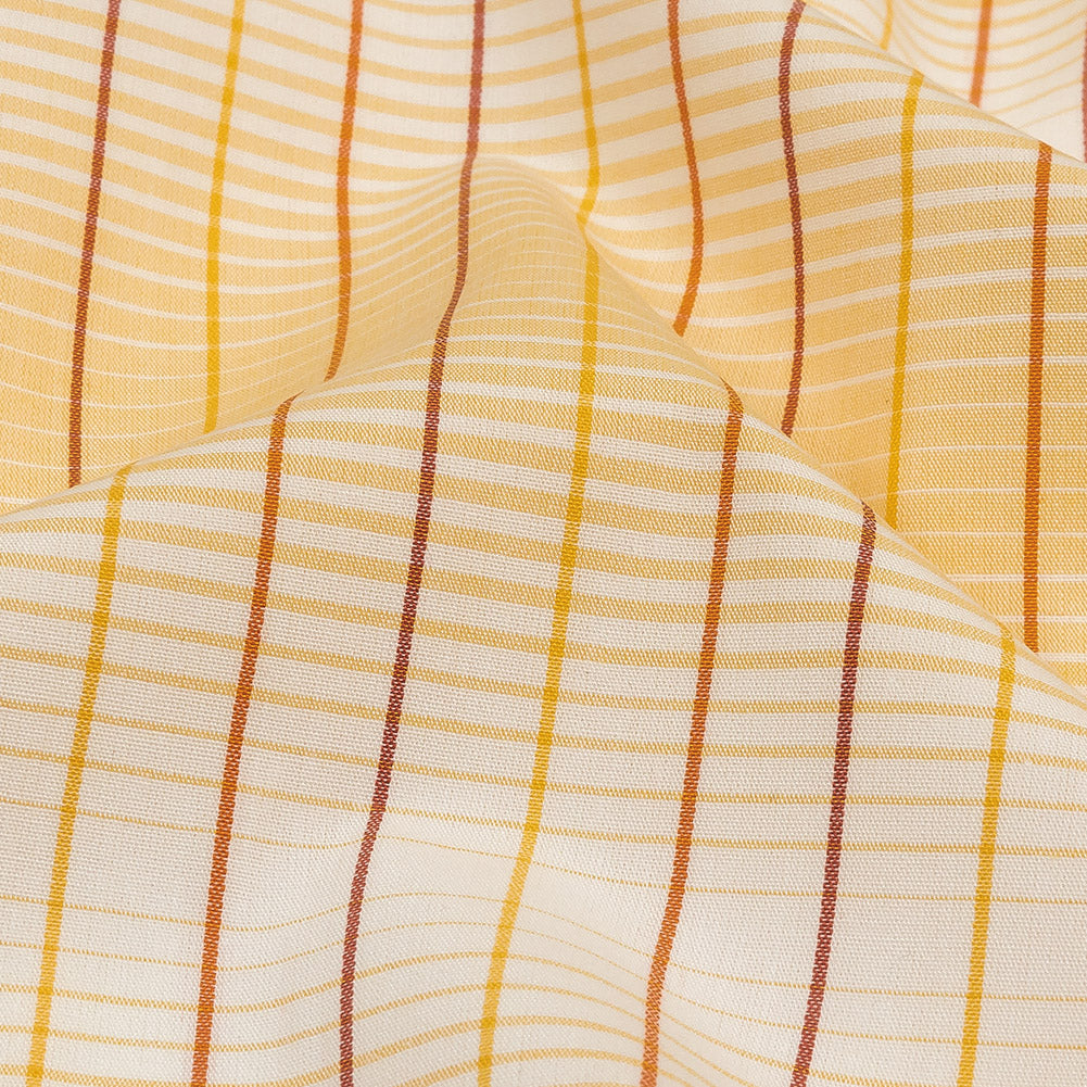 Orange, Yellow and White Gradient Pinstripes Cotton Shirting Detail Orange, Yellow and White Gradient Pinstripes Cotton Shirting Detail