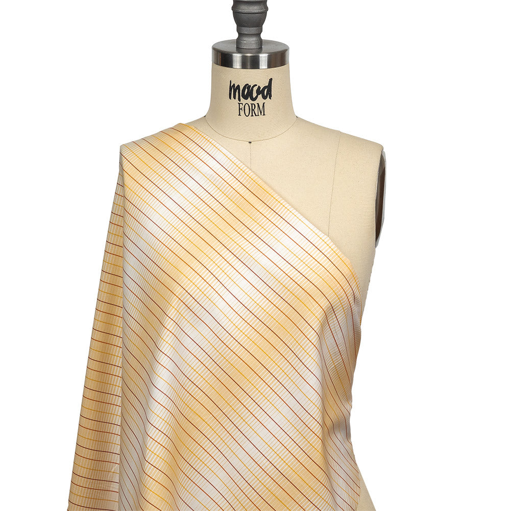 Orange, Yellow and White Gradient Pinstripes Cotton Shirting Drape Orange, Yellow and White Gradient Pinstripes Cotton Shirting Drape
