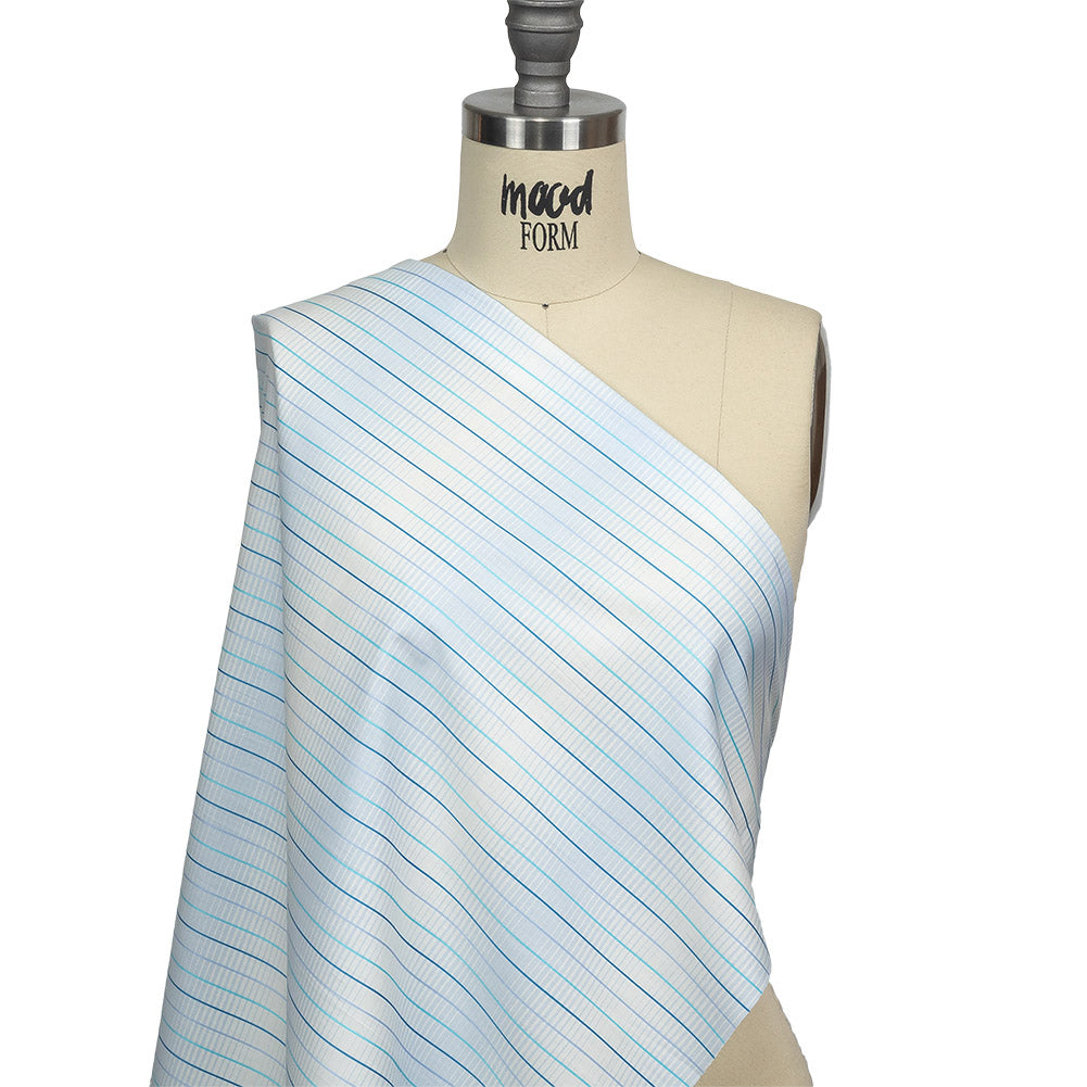Blue, Aqua and White Gradient Pinstripes Cotton Shirting Drape Blue, Aqua and White Gradient Pinstripes Cotton Shirting Drape