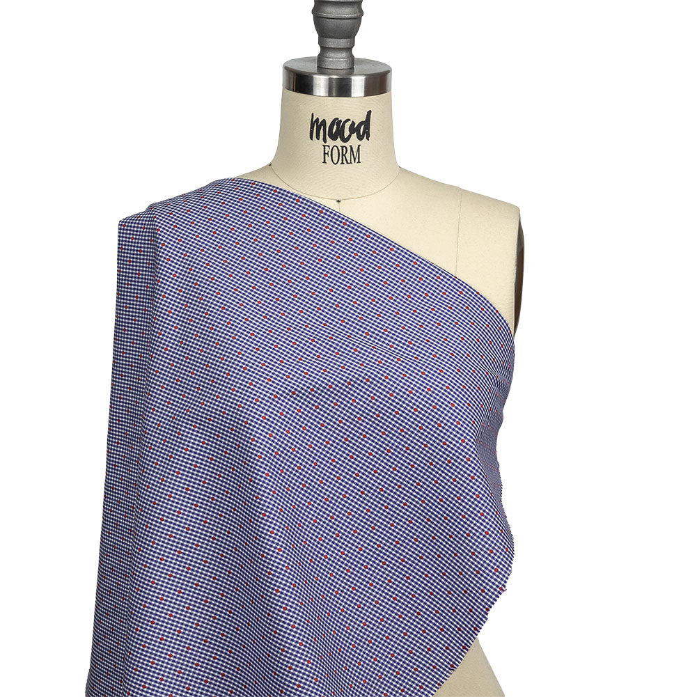 Red, White and Blue Checked Diamond Dots Cotton Jacquard Drape Red, White and Blue Checked Diamond Dots Cotton Jacquard Drape