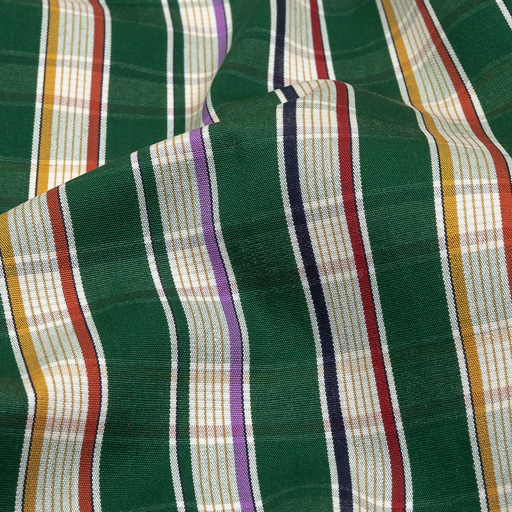 Green, Purple and Yellow Subtle Plaid Stripes Cotton Shirting Detail Green, Purple and Yellow Subtle Plaid Stripes Cotton Shirting Detail