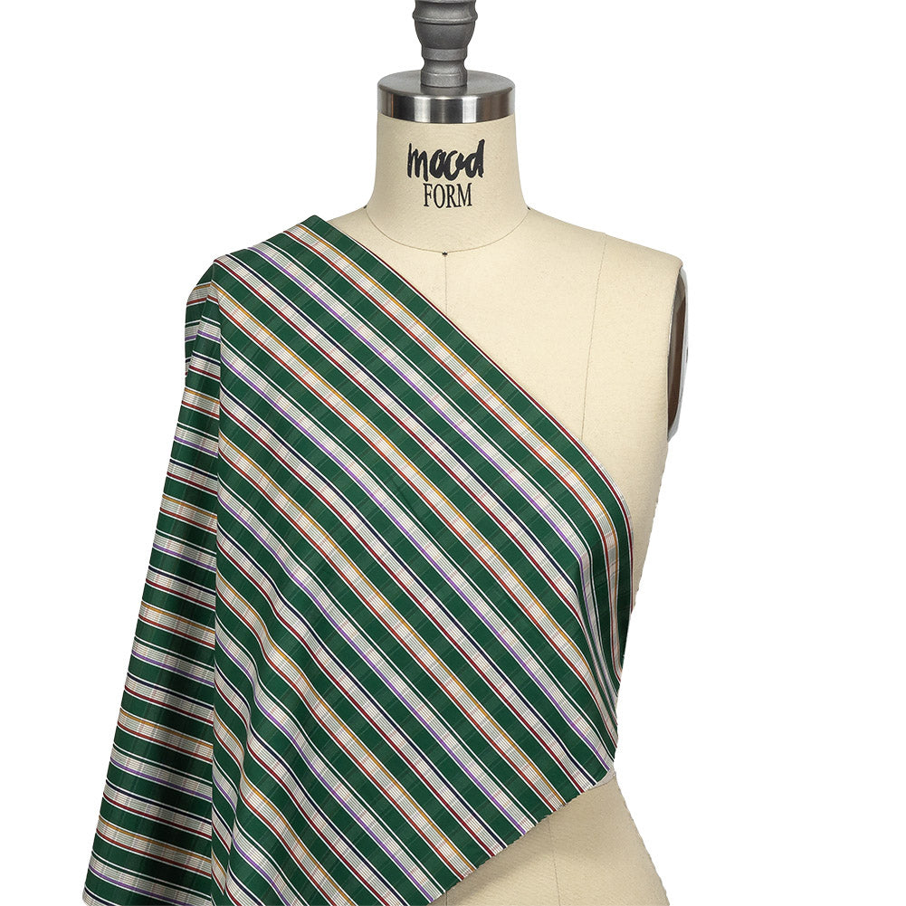 Green, Purple and Yellow Subtle Plaid Stripes Cotton Shirting Drape Green, Purple and Yellow Subtle Plaid Stripes Cotton Shirting Drape
