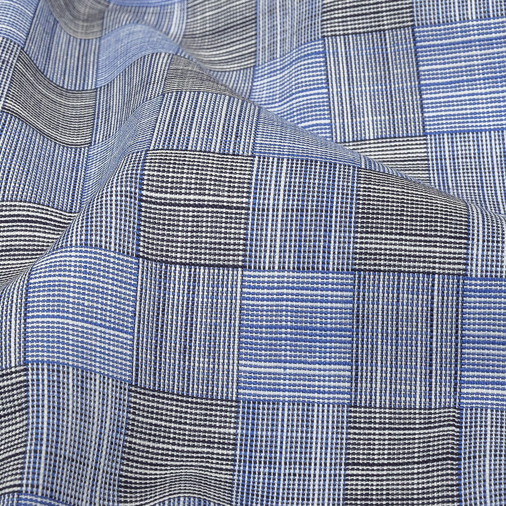 Blue, Star White and Caviar Basketweave Slubbed Cotton Woven Detail Blue, Star White and Caviar Basketweave Slubbed Cotton Woven Detail