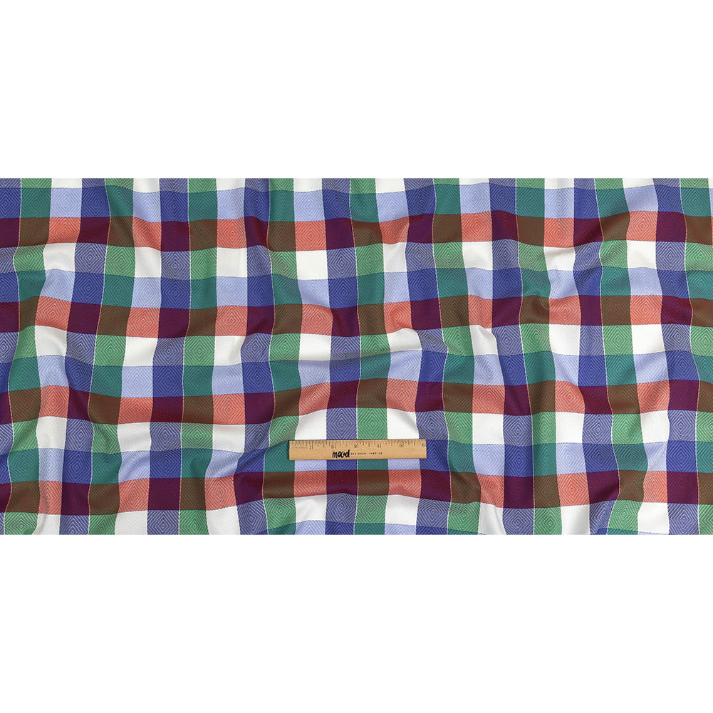 Red, Blue and Green Diamonds in Checks Cotton Jacquard Shirting Full Red, Blue and Green Diamonds in Checks Cotton Jacquard Shirting Full