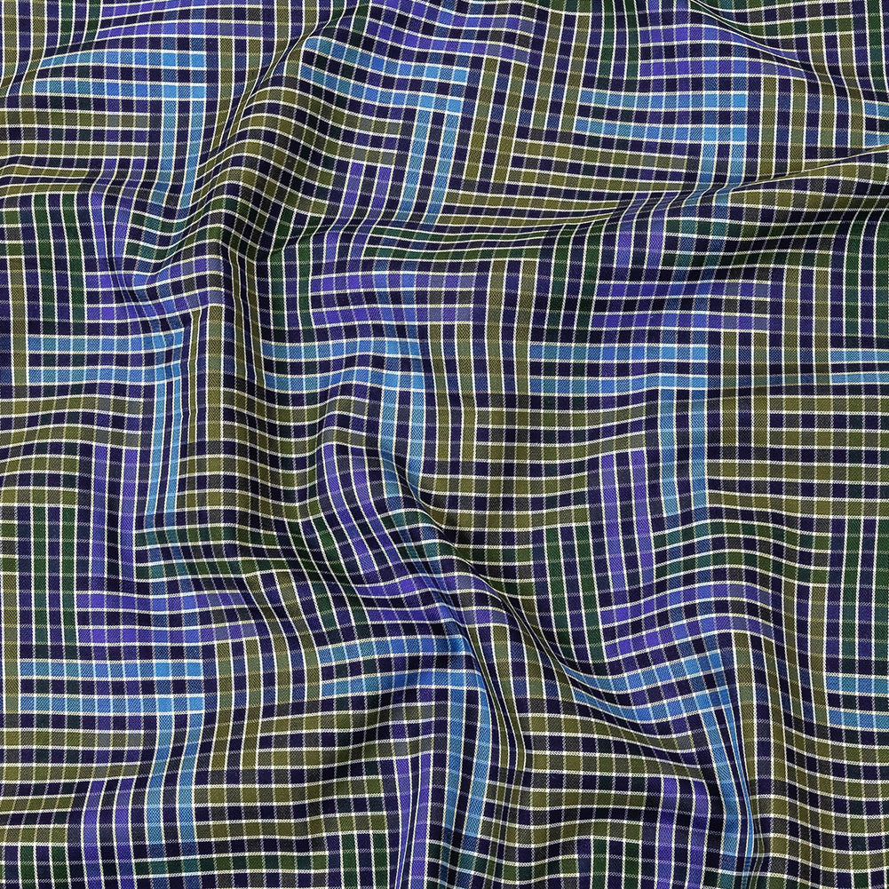 Astral Aura and Chive Log Cabin Plaid Cotton Shirting Astral Aura and Chive Log Cabin Plaid Cotton Shirting