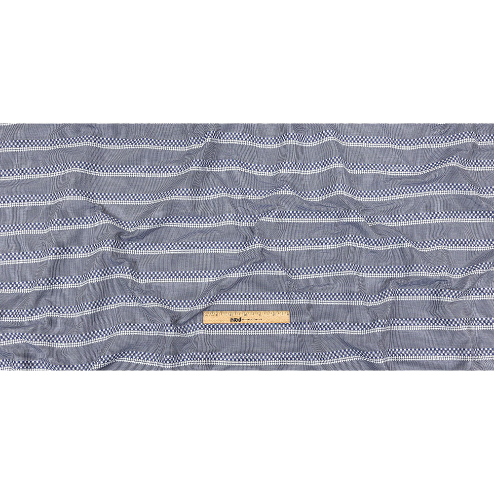 Blue and White Diamond Stripes and Checks Cotton Jacquard Full Blue and White Diamond Stripes and Checks Cotton Jacquard Full