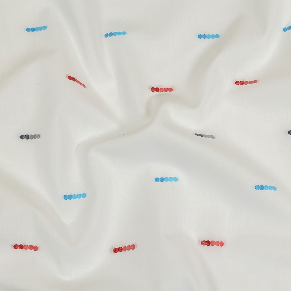 Red, Blue and Quicksilver Dotted Lines Cotton Jacquard Shirting Red, Blue and Quicksilver Dotted Lines Cotton Jacquard Shirting