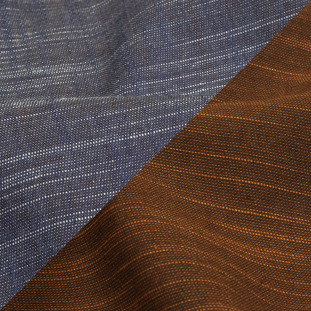 Brown Striated Cotton Chambray Detail Brown Striated Cotton Chambray Detail
