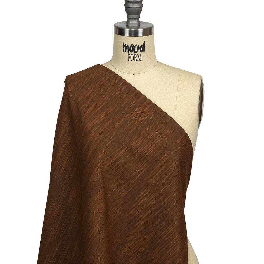 Brown Striated Cotton Chambray Drape Brown Striated Cotton Chambray Drape