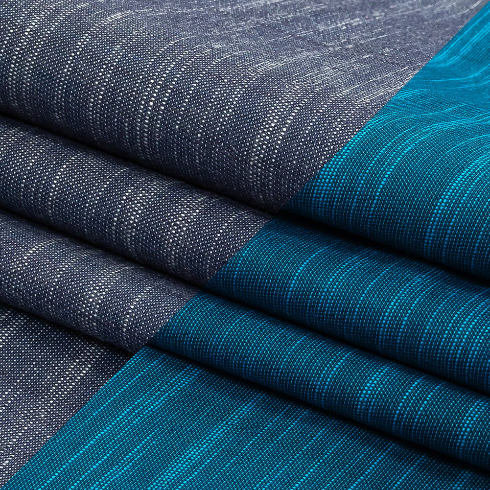 Phthalo Blue Striated Cotton Chambray Folded Phthalo Blue Striated Cotton Chambray Folded