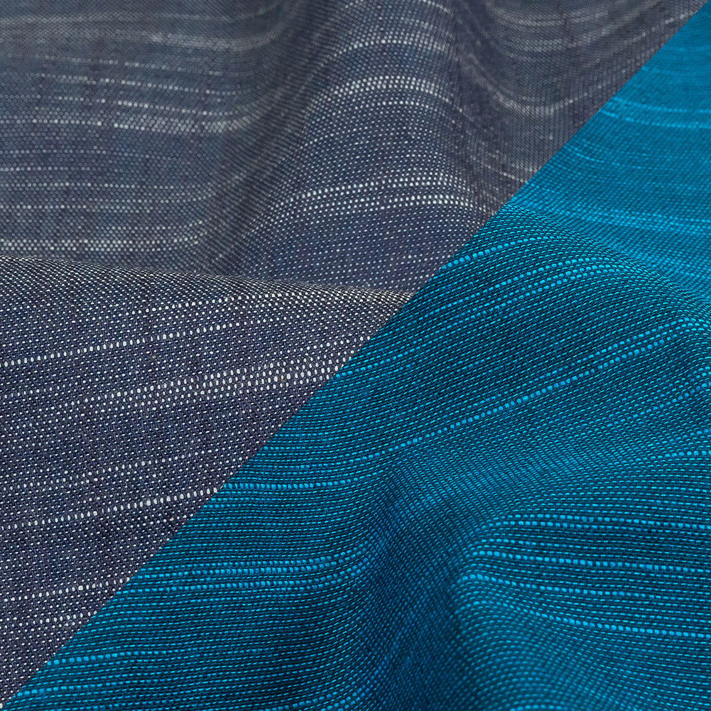 Phthalo Blue Striated Cotton Chambray Detail Phthalo Blue Striated Cotton Chambray Detail