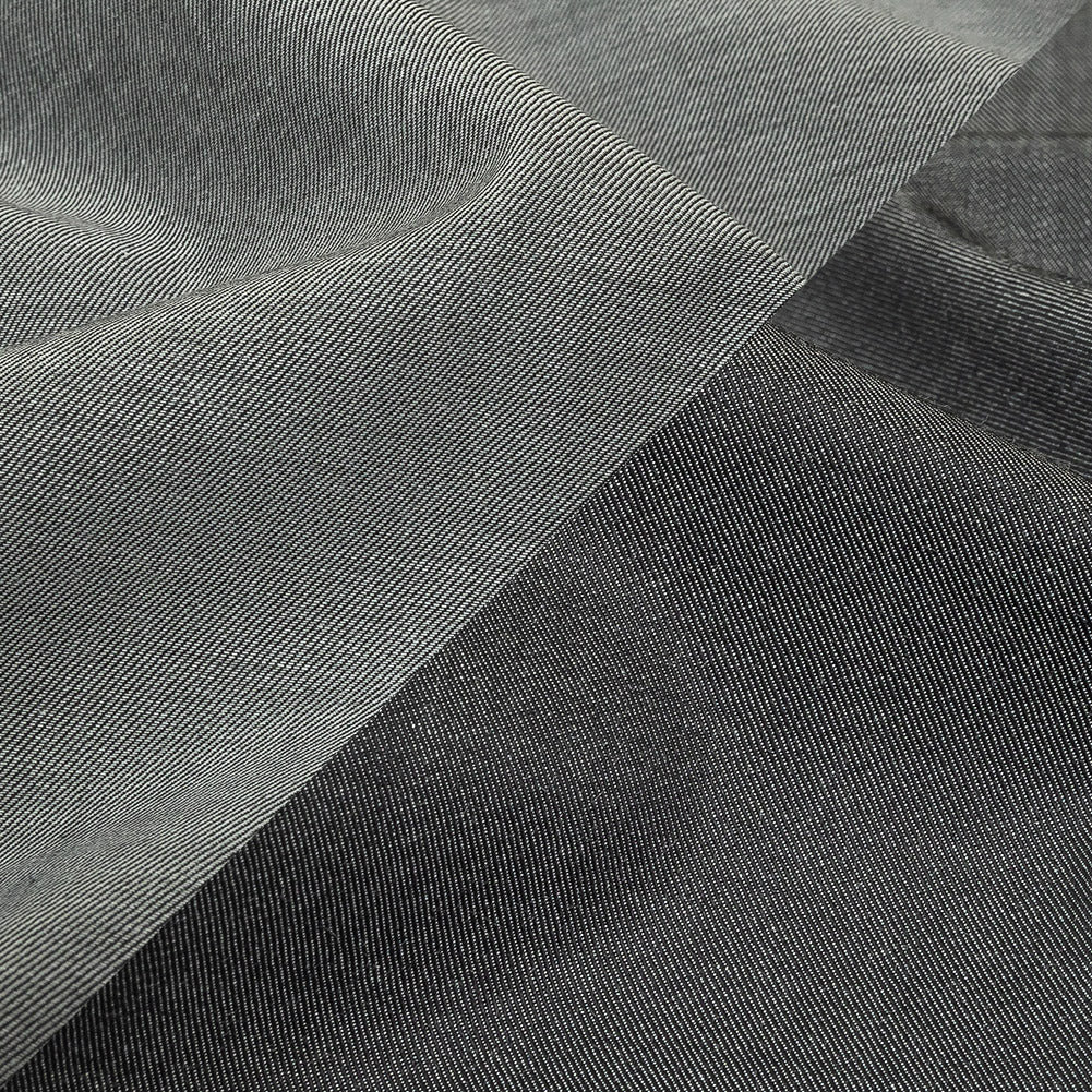 Obsidian and Ultimate Gray Double Faced Cotton Twill Shirting Detail Obsidian and Ultimate Gray Double Faced Cotton Twill Shirting Detail