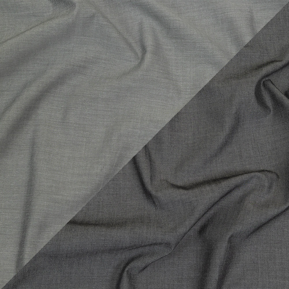 Obsidian and Ultimate Gray Double Faced Cotton Twill Shirting Obsidian and Ultimate Gray Double Faced Cotton Twill Shirting