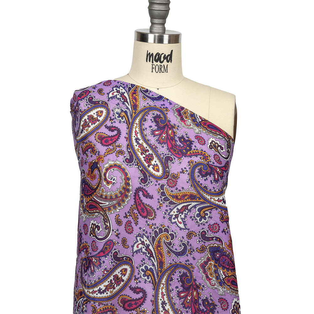 Gauzy Cotton Voile - Lilac, Cobalt and Pink Paisley - Deadstock Drape Gauzy Cotton Voile - Lilac, Cobalt and Pink Paisley - Deadstock Drape