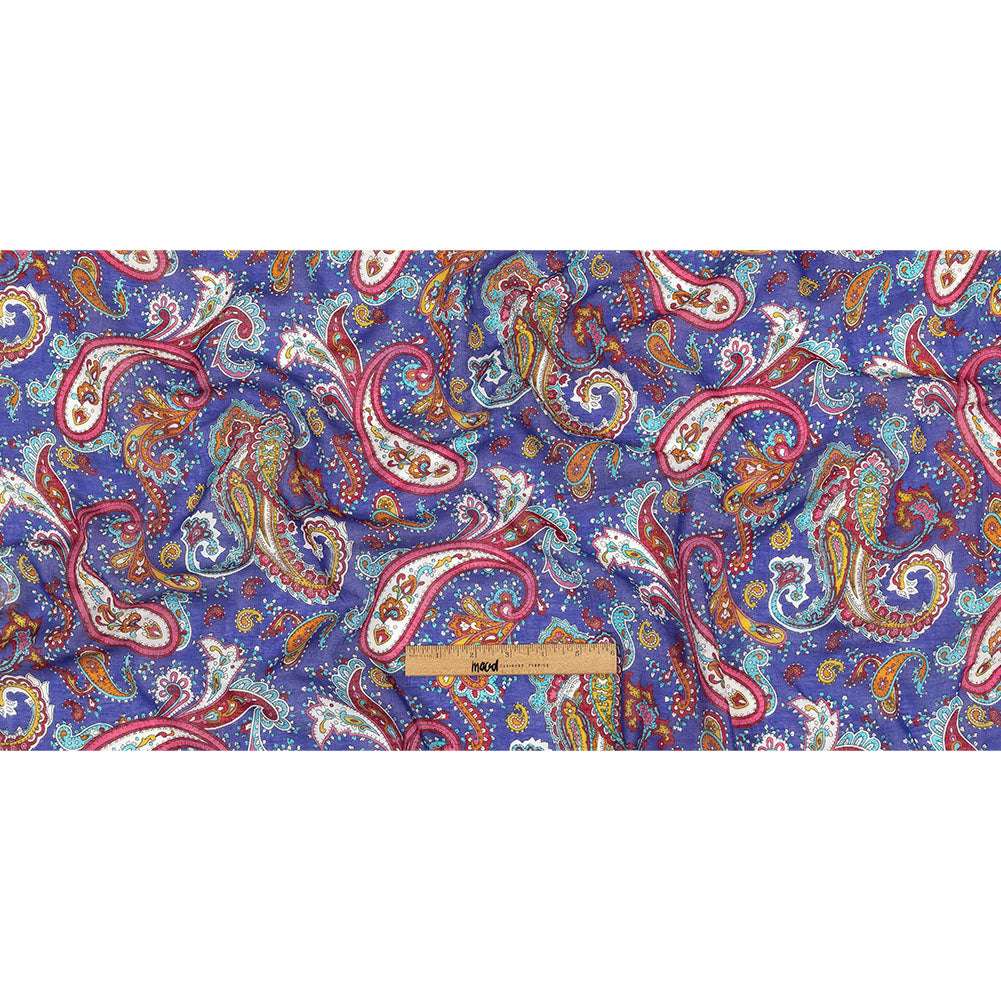 Gauzy Cotton Voile - Blue, Pink and Amberglow Paisley - Deadstock Full Gauzy Cotton Voile - Blue, Pink and Amberglow Paisley - Deadstock Full