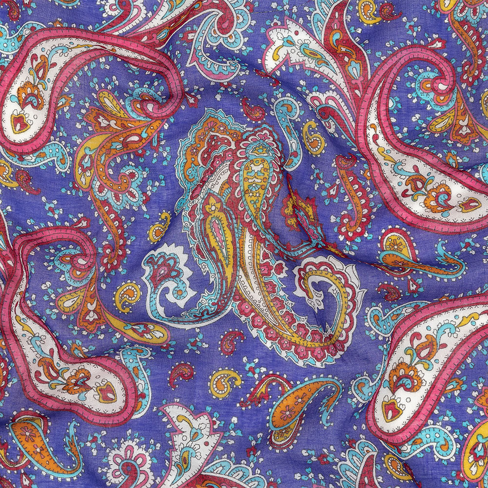 Gauzy Cotton Voile - Blue, Pink and Amberglow Paisley - Deadstock Gauzy Cotton Voile - Blue, Pink and Amberglow Paisley - Deadstock