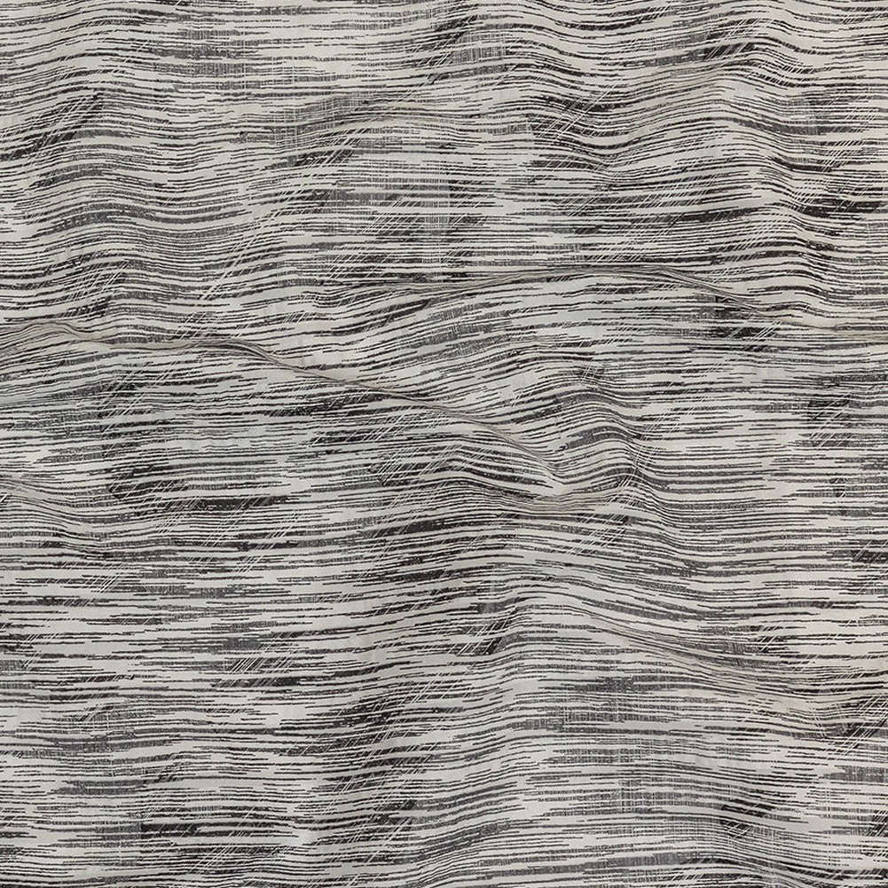 Obsidian and White Striated Lamination Striped Cotton and Polyester Dobby Obsidian and White Striated Lamination Striped Cotton and Polyester Dobby
