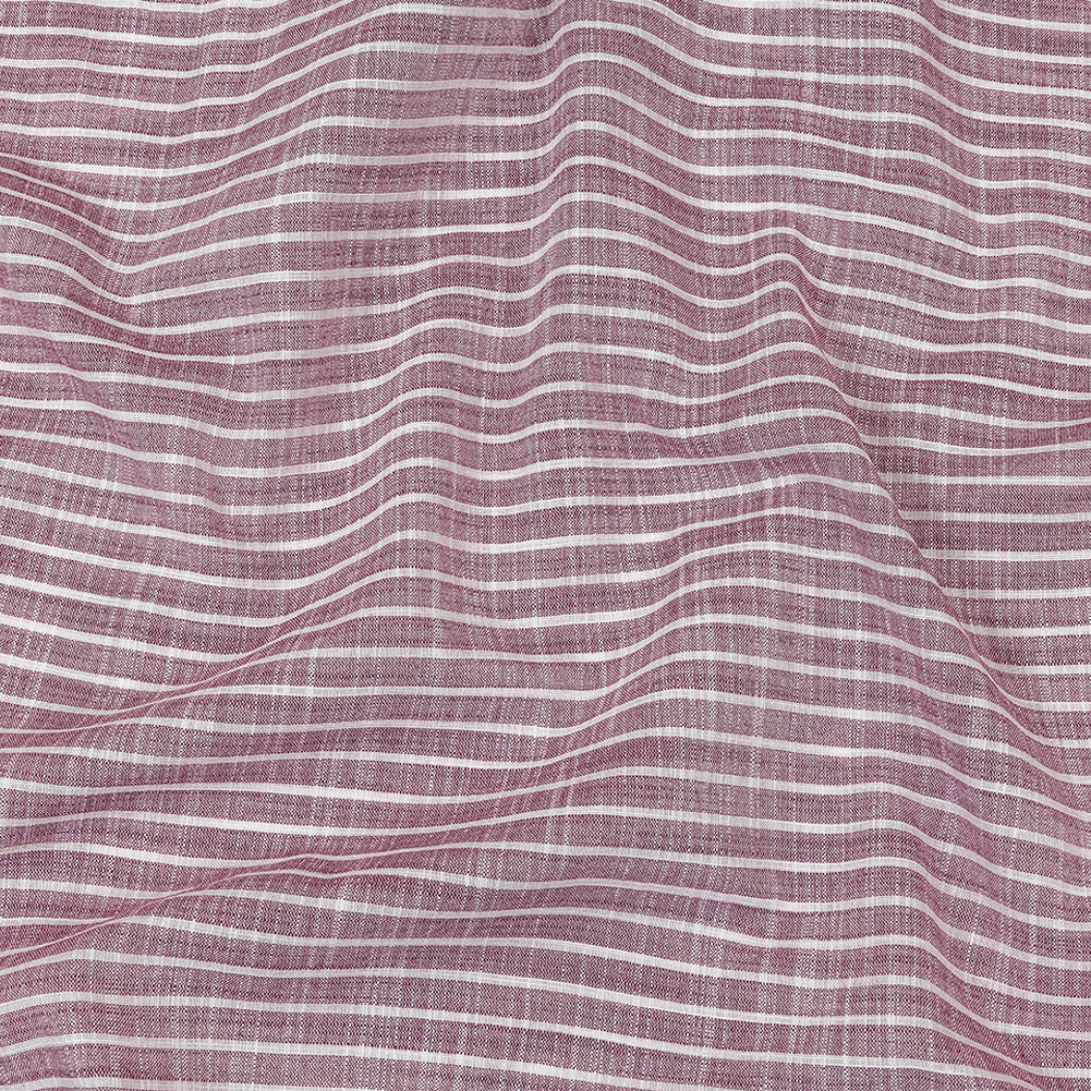Amaranth and White Striped Slubbed Cotton and Polyester Woven Amaranth and White Striped Slubbed Cotton and Polyester Woven