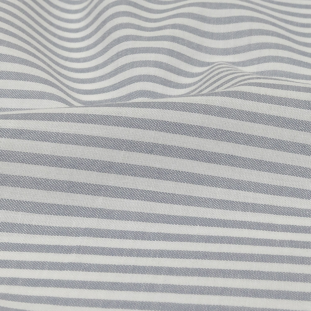 White and Blue Gray Candy Striped Cotton and Polyester Shirting Detail White and Blue Gray Candy Striped Cotton and Polyester Shirting Detail