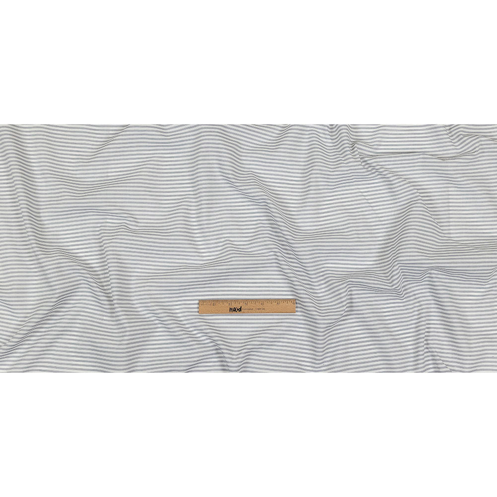 White and Blue Gray Candy Striped Cotton and Polyester Shirting Full White and Blue Gray Candy Striped Cotton and Polyester Shirting Full