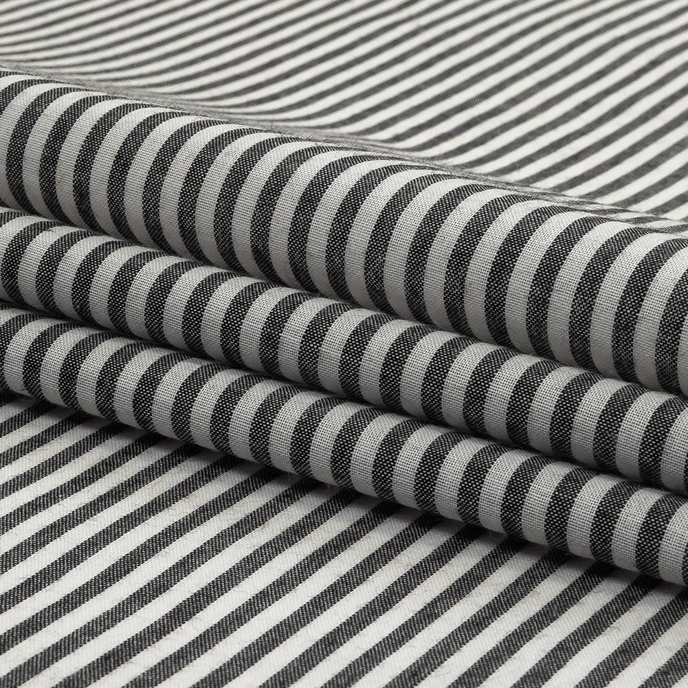 Black and White Railroad Stripes Cotton and Polyester Woven Folded Black and White Railroad Stripes Cotton and Polyester Woven Folded