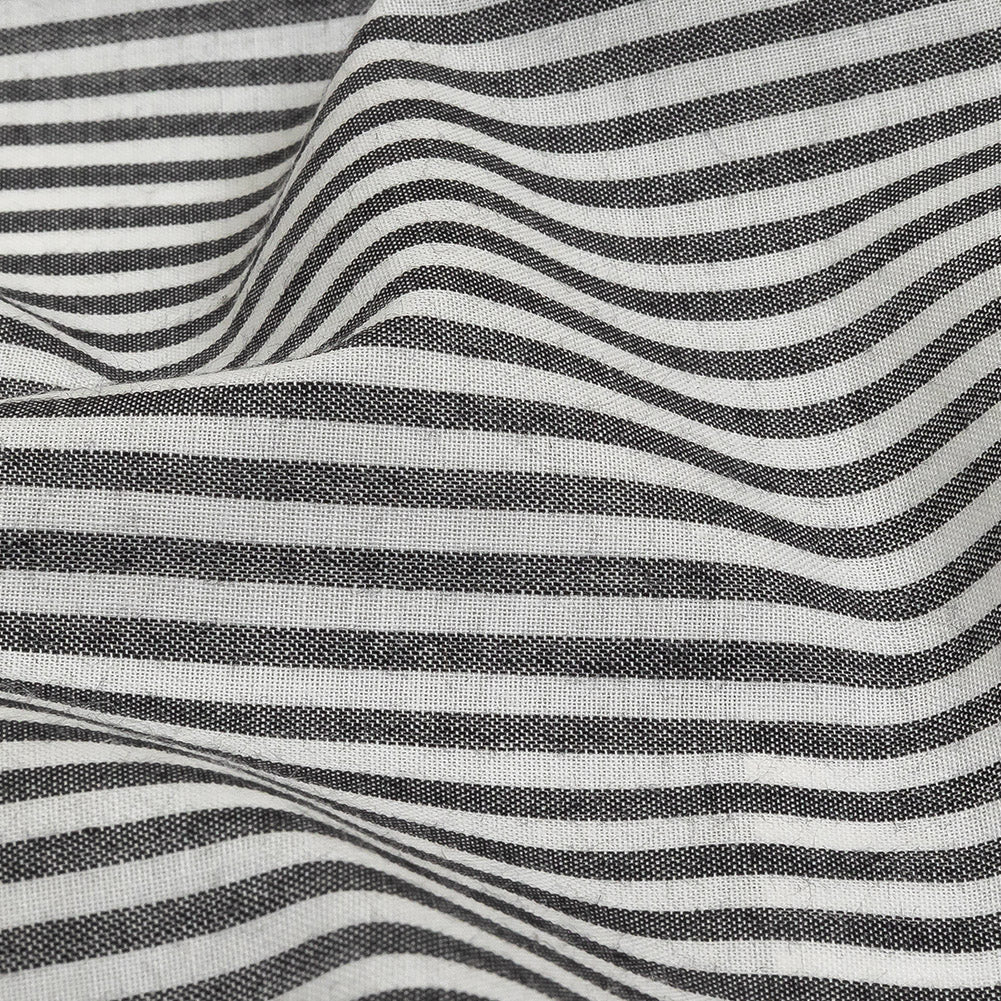 Black and White Railroad Stripes Cotton and Polyester Woven Detail Black and White Railroad Stripes Cotton and Polyester Woven Detail