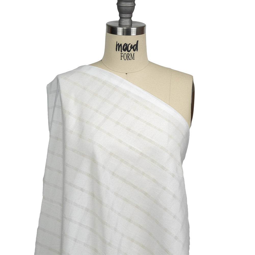 White Sheer Stripes Cotton and Polyester Woven Drape White Sheer Stripes Cotton and Polyester Woven Drape