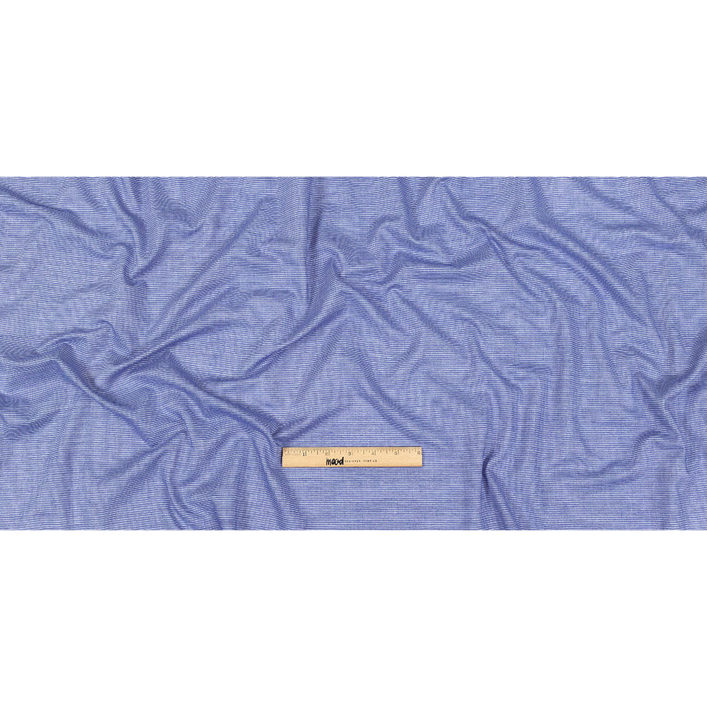 Cobalt and White Pinstriped Cotton and Polyester Shirting Full Cobalt and White Pinstriped Cotton and Polyester Shirting Full