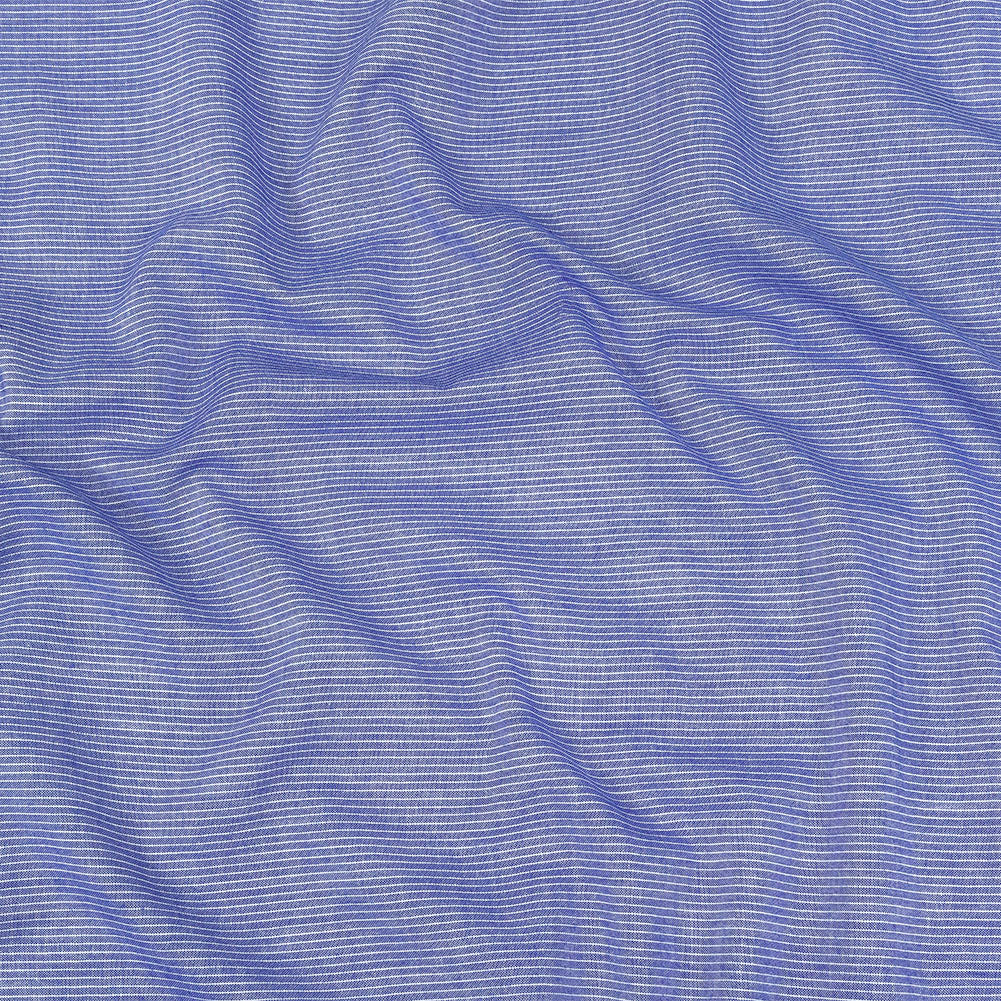 Cobalt and White Pinstriped Cotton and Polyester Shirting Cobalt and White Pinstriped Cotton and Polyester Shirting