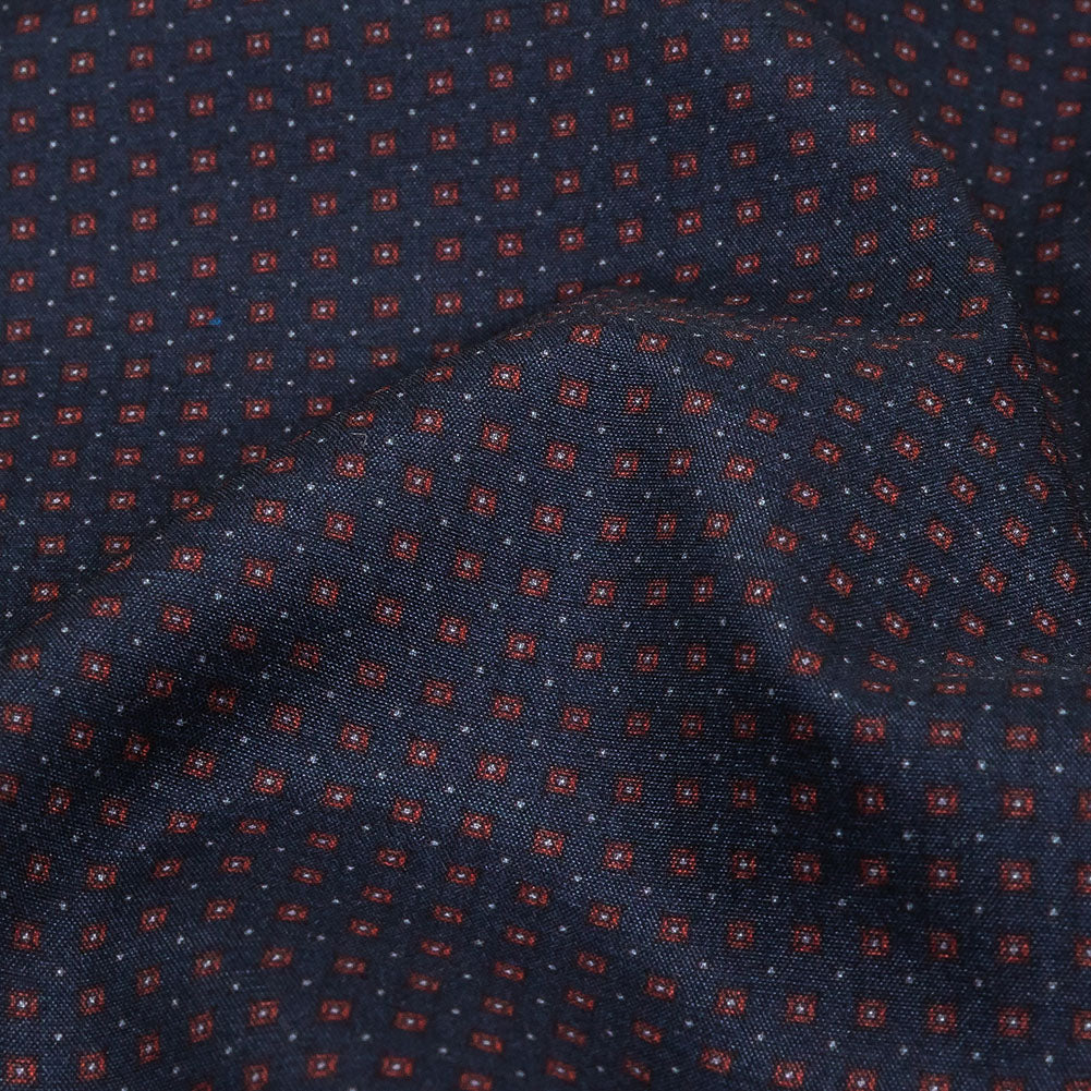 Black Iris, Red and White Tiny Medallions Stretch Polyester Woven Detail Black Iris, Red and White Tiny Medallions Stretch Polyester Woven Detail