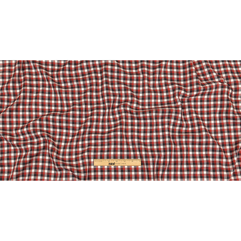 Red, Black and White Checkered Twill Cotton Shirting Full Red, Black and White Checkered Twill Cotton Shirting Full