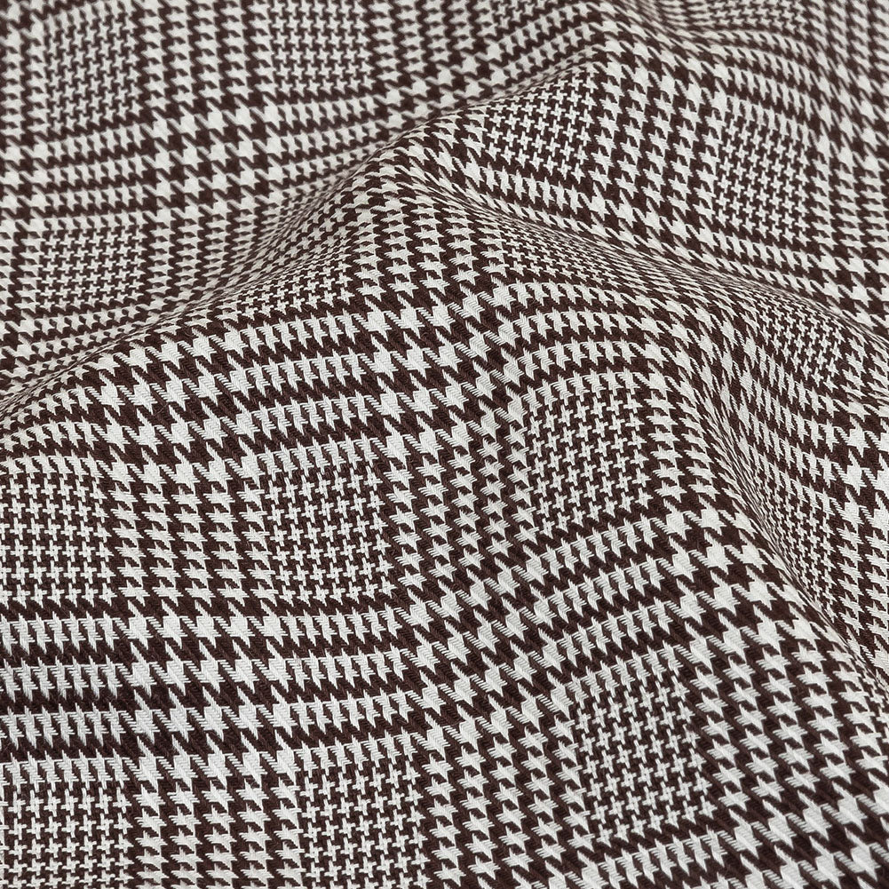 Peppercorn and White Glen Plaid Twill Cotton Shirting Detail Peppercorn and White Glen Plaid Twill Cotton Shirting Detail
