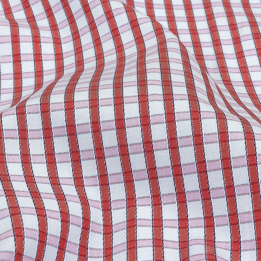 Red, Pink and Pale Blue Checkered Cotton Shirting Detail Red, Pink and Pale Blue Checkered Cotton Shirting Detail
