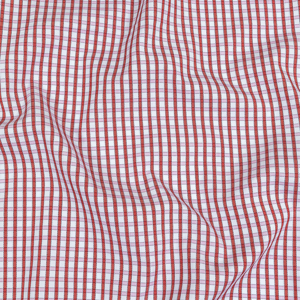 Red, Pink and Pale Blue Checkered Cotton Shirting Red, Pink and Pale Blue Checkered Cotton Shirting