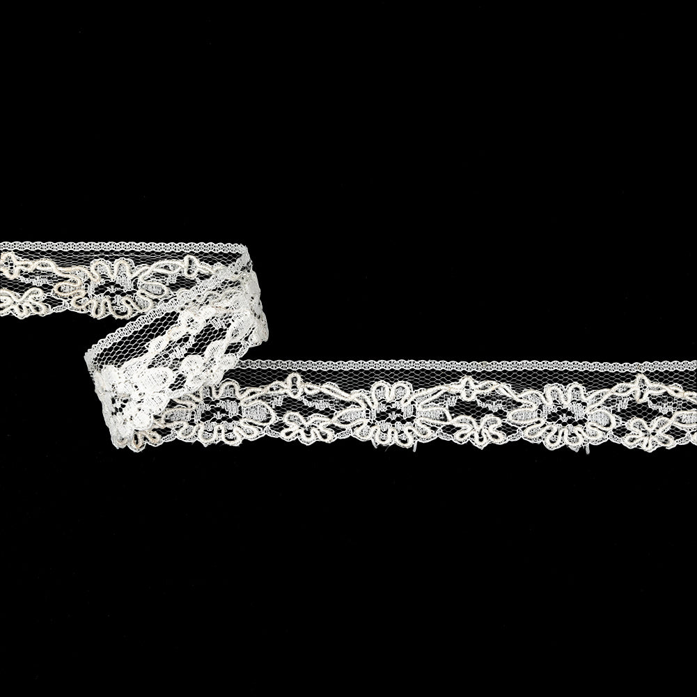 White Floral Corded Lace Trim - 1.125" White Floral Corded Lace Trim - 1.125"