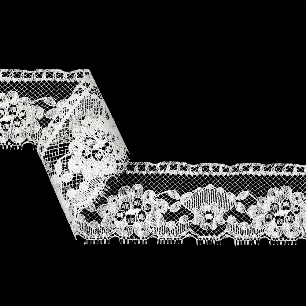 White Floral Raschel Lace Trim - 2.25" White Floral Raschel Lace Trim - 2.25"