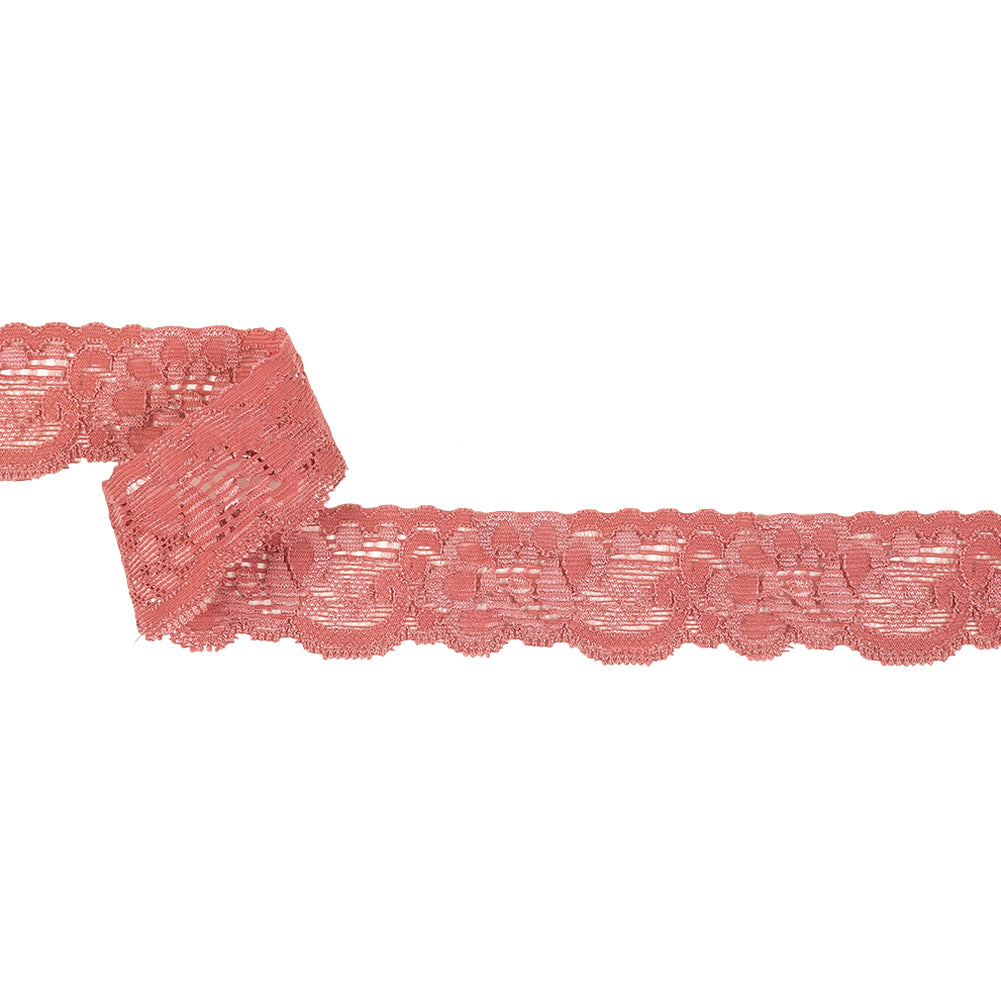 Old Rose Floral Stretch Lace Trim - 1.25" Old Rose Floral Stretch Lace Trim - 1.25"