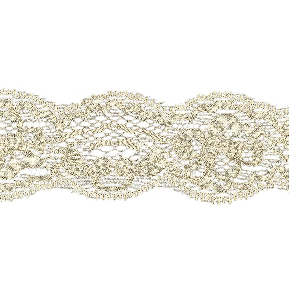 Ivory Shimmering Floral Stretch Lace - 1.625" Detail Ivory Shimmering Floral Stretch Lace - 1.625" Detail