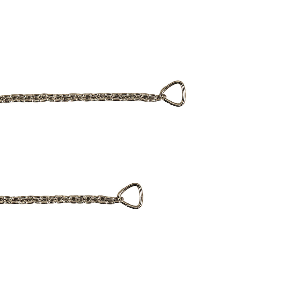 Silver Textured Chain Purse Strap with Triangular Rings - 16" x 0.375" Folded Silver Textured Chain Purse Strap with Triangular Rings - 16" x 0.375" Folded