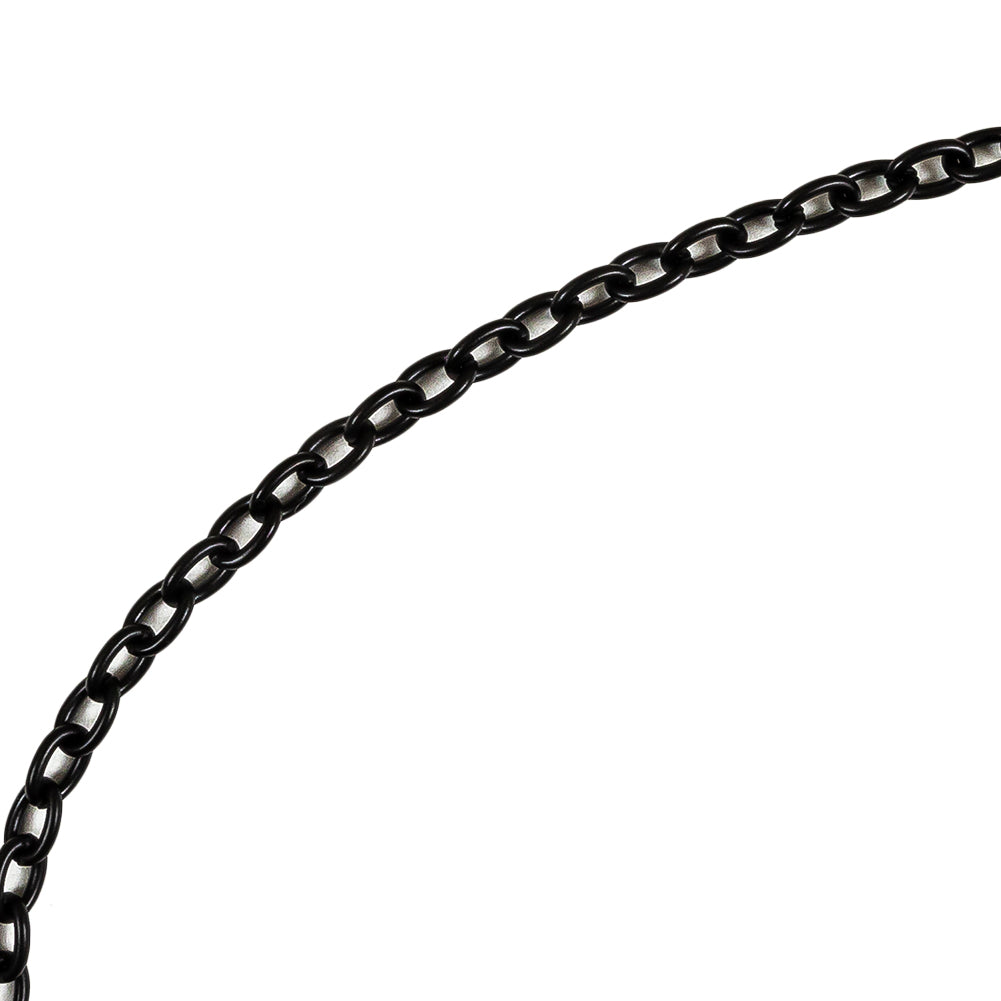 Matte Black Chain Purse Strap with Lobster Claw Clasp and O Ring - 53.5" X 0.5" Detail Matte Black Chain Purse Strap with Lobster Claw Clasp and O Ring - 53.5" X 0.5" Detail