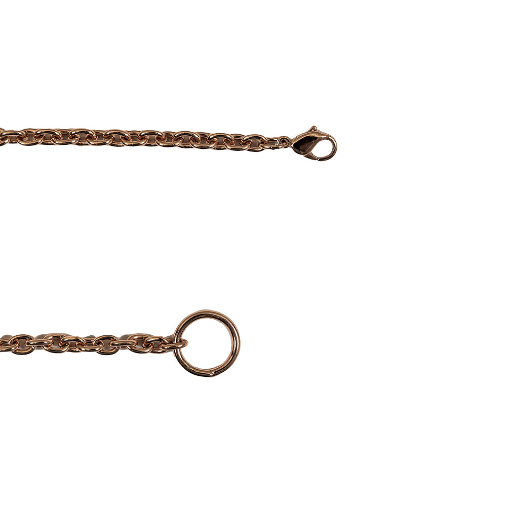 Rose Gold Chain Purse Strap with Lobster Claw Clasp and O Ring - 54" X 0.5" Folded Rose Gold Chain Purse Strap with Lobster Claw Clasp and O Ring - 54" X 0.5" Folded