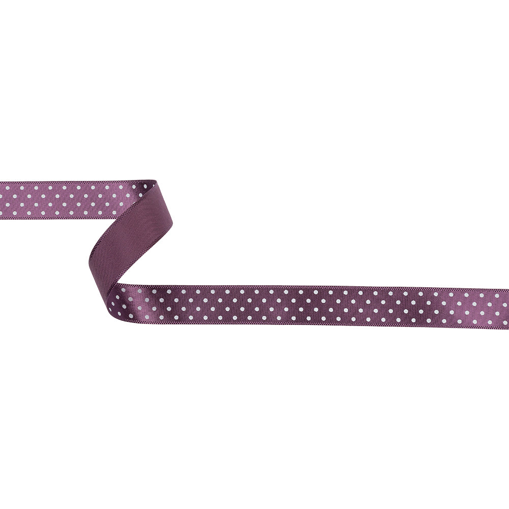 Purple and White Polka Dot Satin Ribbon - 0.625" Purple and White Polka Dot Satin Ribbon - 0.625"