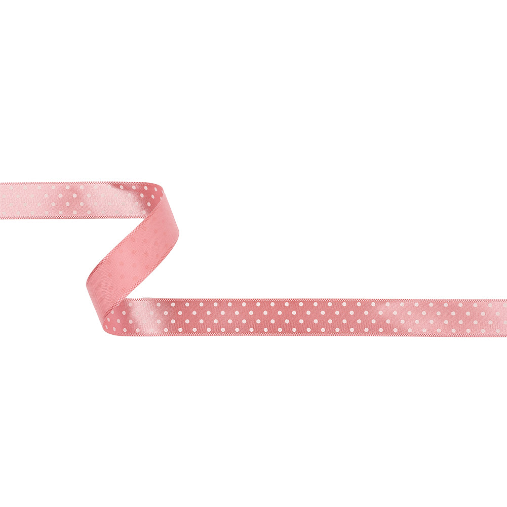 Flamingo and White Polka Dot Satin Ribbon - 0.625" Flamingo and White Polka Dot Satin Ribbon - 0.625"
