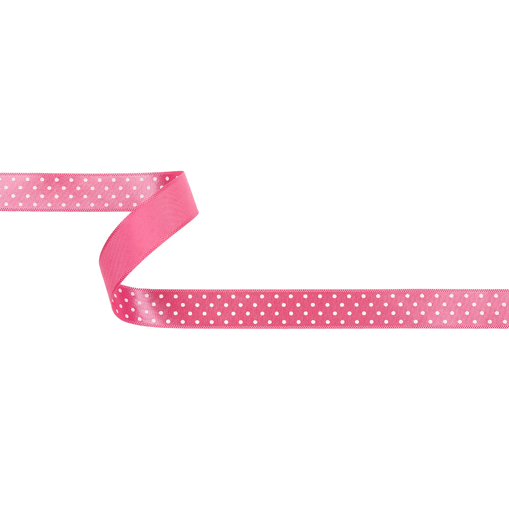 Hot Pink and White Polka Dot Satin Ribbon - 0.625" Hot Pink and White Polka Dot Satin Ribbon - 0.625"