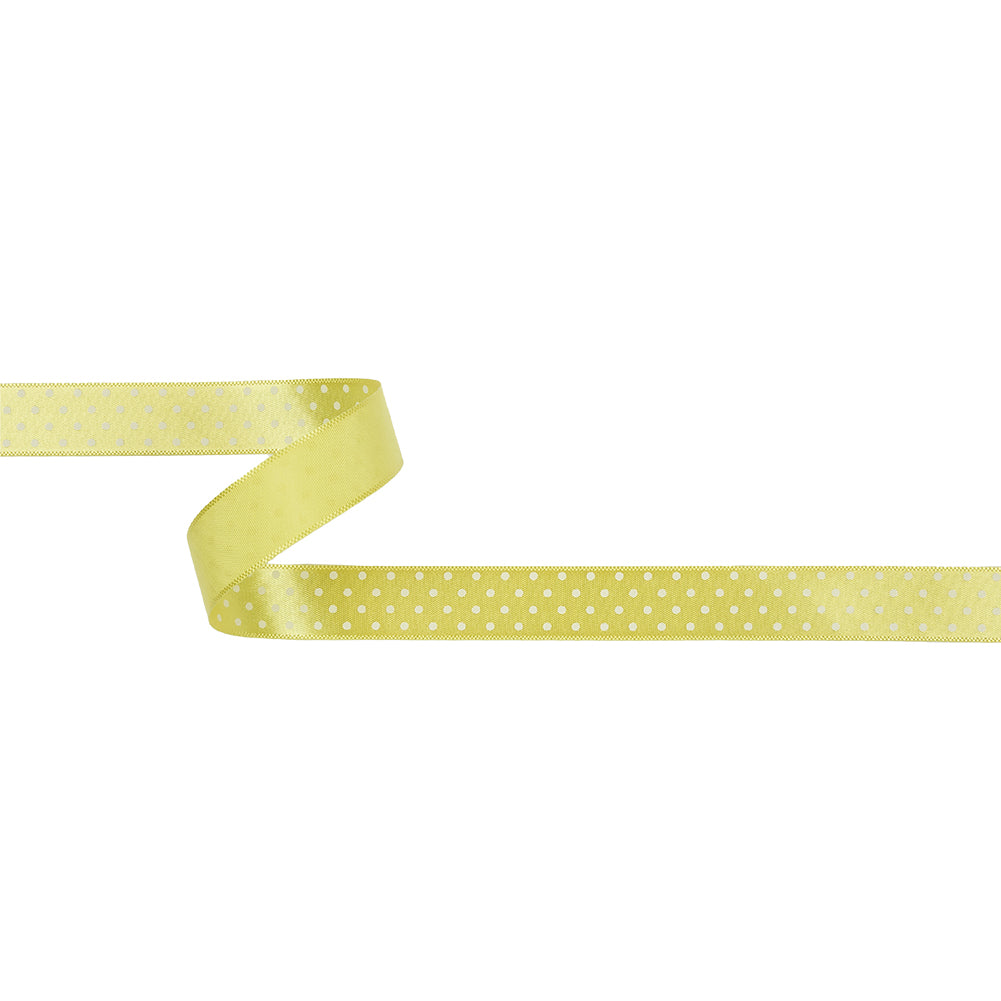Banana and White Polka Dot Satin Ribbon - 0.625" Banana and White Polka Dot Satin Ribbon - 0.625"