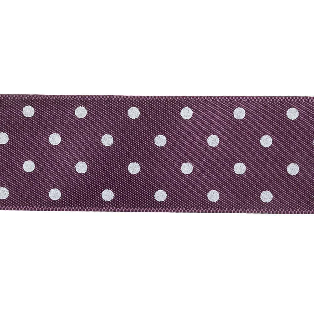 Purple and White Polka Dot Satin Ribbon - 1" Detail Purple and White Polka Dot Satin Ribbon - 1" Detail