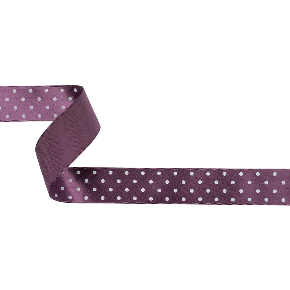 Purple and White Polka Dot Satin Ribbon - 1" Purple and White Polka Dot Satin Ribbon - 1"