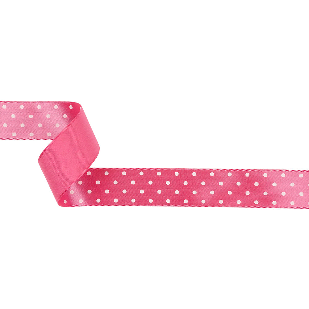 Hot Pink and White Polka Dot Satin Ribbon - 1" Hot Pink and White Polka Dot Satin Ribbon - 1"