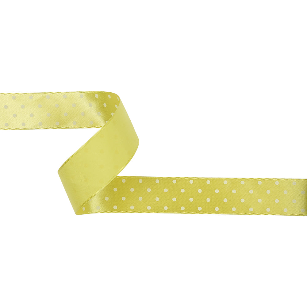 Banana and White Polka Dot Satin Ribbon - 1" Banana and White Polka Dot Satin Ribbon - 1"