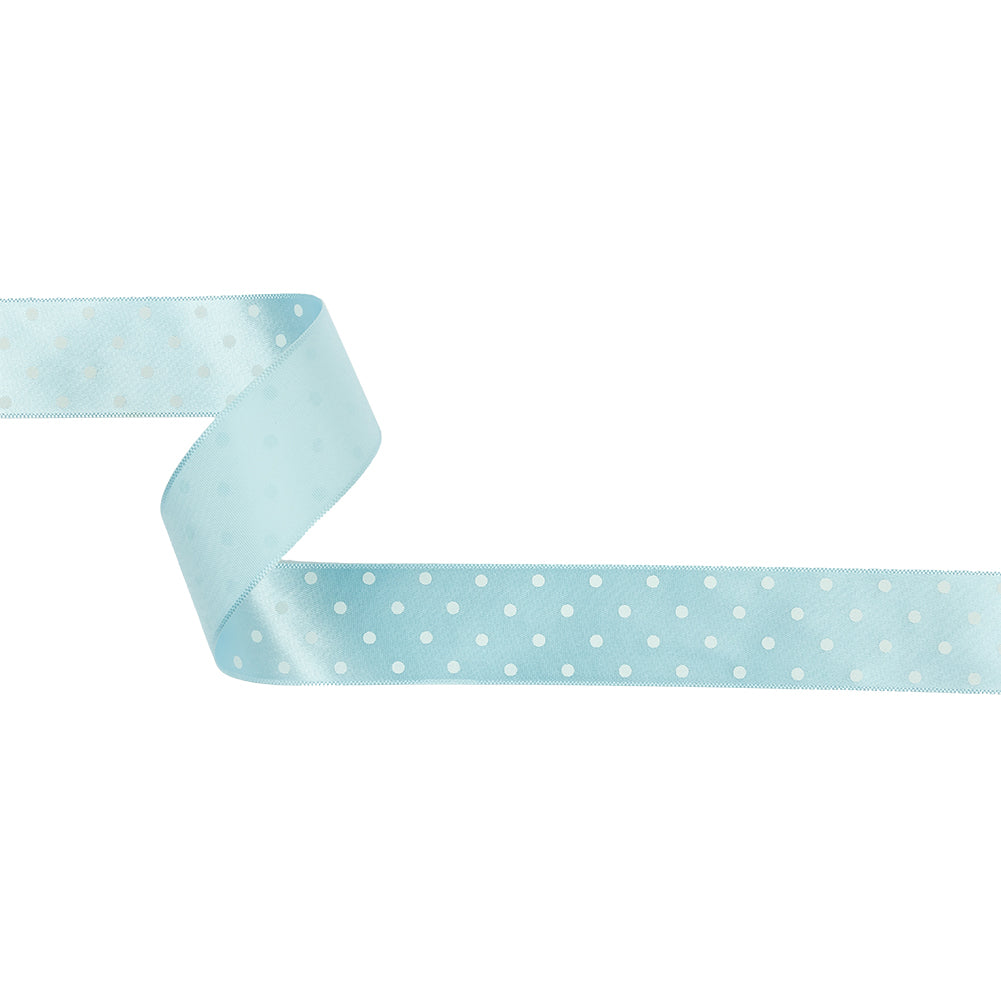 Baby Blue and White Polka Dot Satin Ribbon - 1" Baby Blue and White Polka Dot Satin Ribbon - 1"